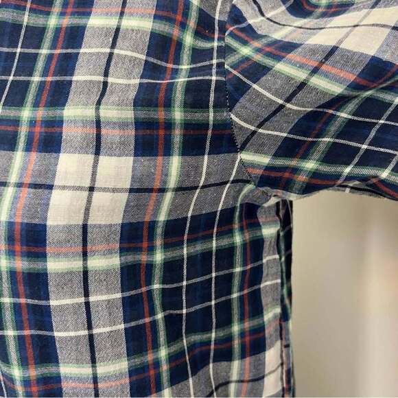 Banana Republic Soft Wash Plaid Blue White Red Collar Shirt Size Small - Picture 6 of 10